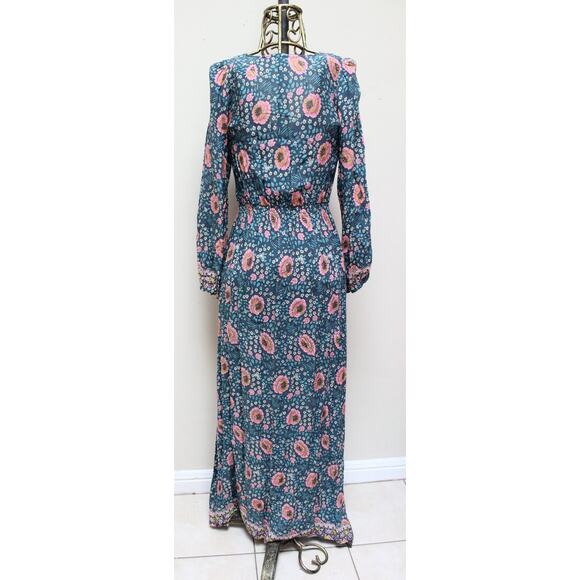Natalie Martin April Vintage Flowers Indigo Blue Floral Maxi Dress Size XS/S - Picture 4 of 5